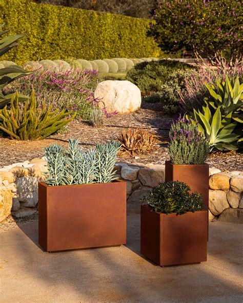 corten steel planter boxes|corten steel veradek arrangement picture.